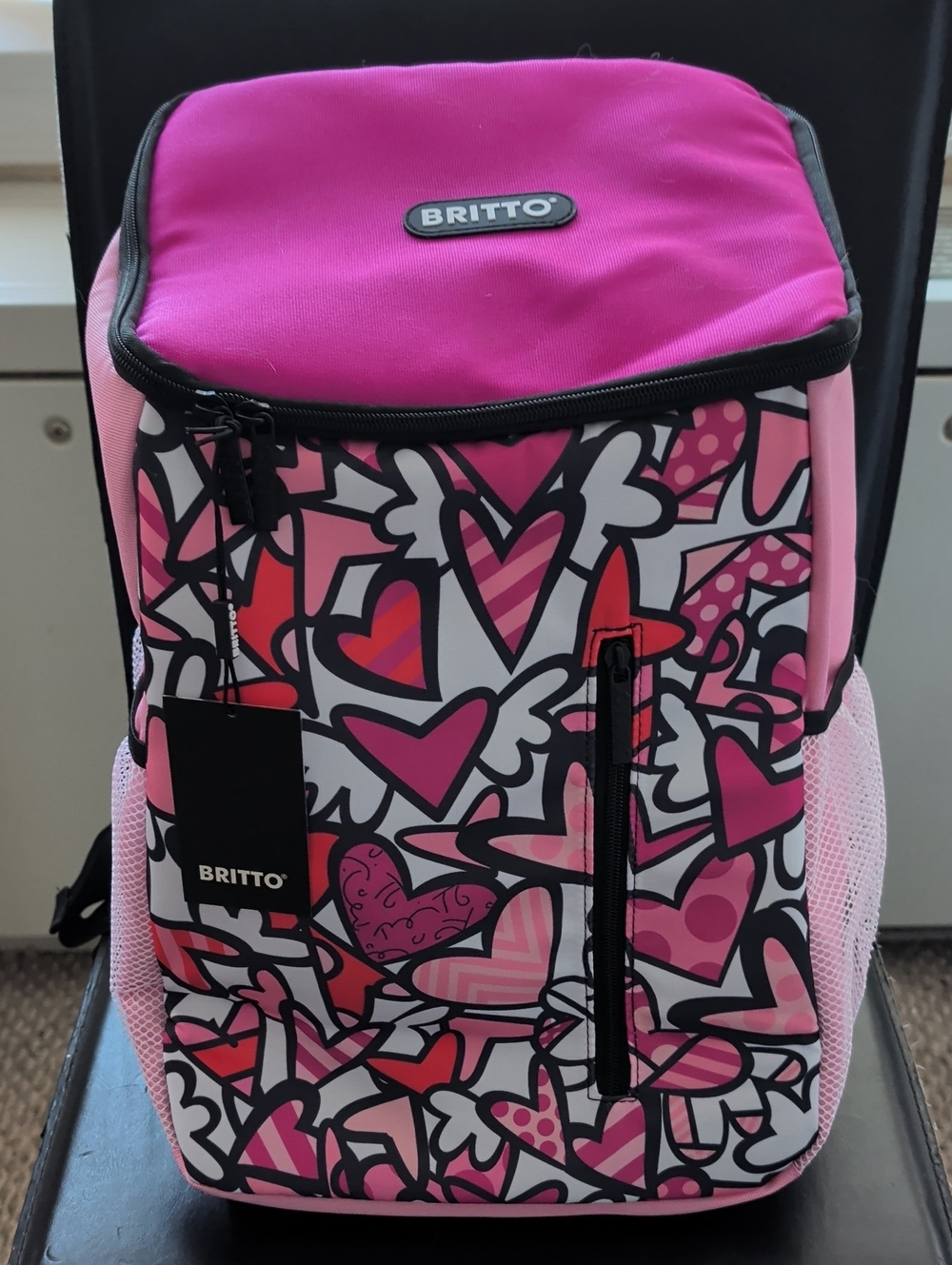 BRITTO Pink Heart-Print Women’s Backpack